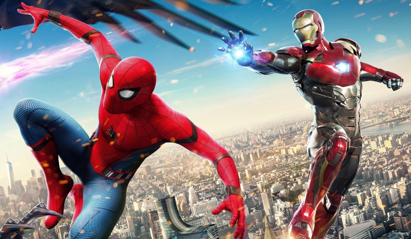 men, helmet, Spider-Man: Homecoming, armor, Tony Stark, Robert Downey Jr., headwear, Marvel, uniform, adult, sports glove, Michael Keaton, group of people