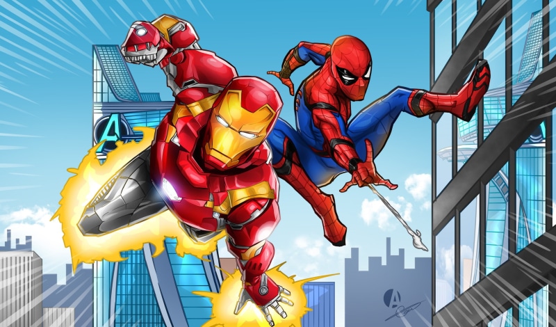 Superheroes, Cinema, Tony Stark, Heroes, Figure, Tom Holland, Costume, Iron Man, Spider-man, Comics, Marvel, 2K, Peter Parker, Robert Downey Jr., Armor