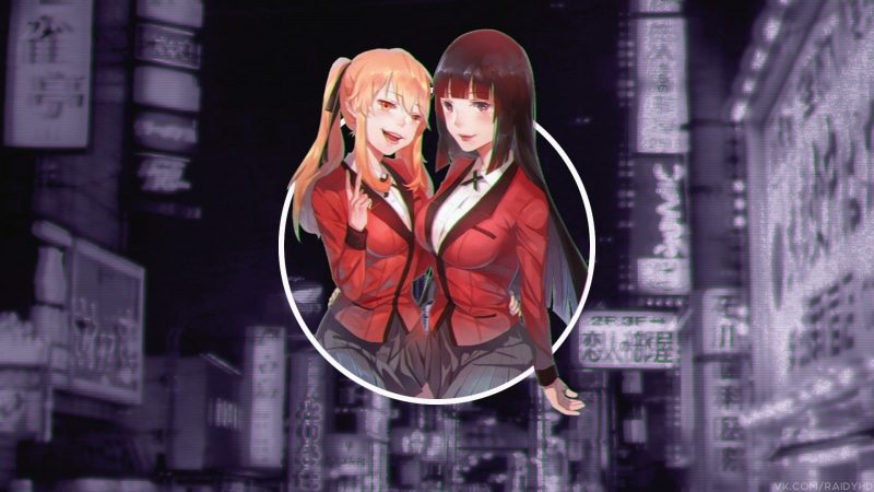 Jabami Yumeko, anime, Saotome Meari, Kakegurui, 1080P, anime girls, picture-in-picture