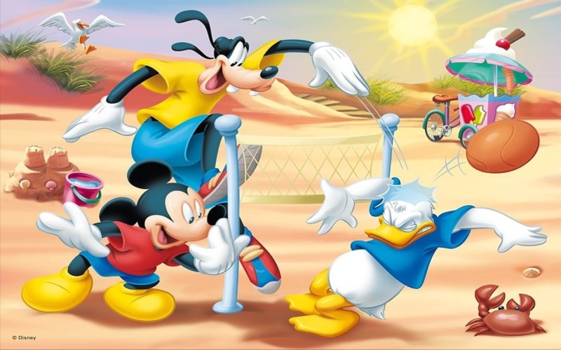 donald, goofy, beach, hd, duck, volleyball, mickey, 2K, mouse