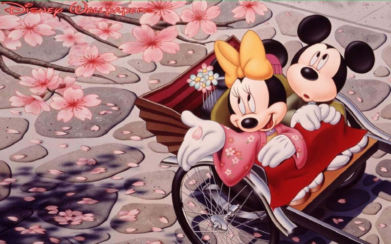 mouse, cherry, minnie, mickey, 1080P, japanese, romantic, blossom