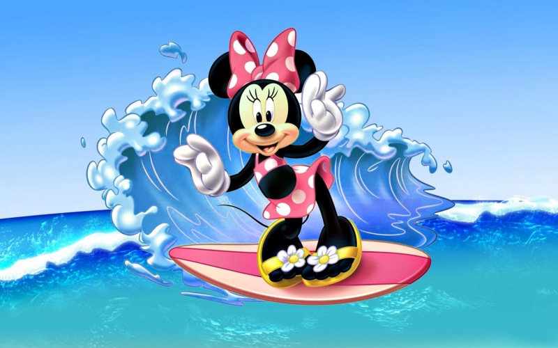 1080P, hd, mouse, sea, disney, images, waves, minnie, surfing