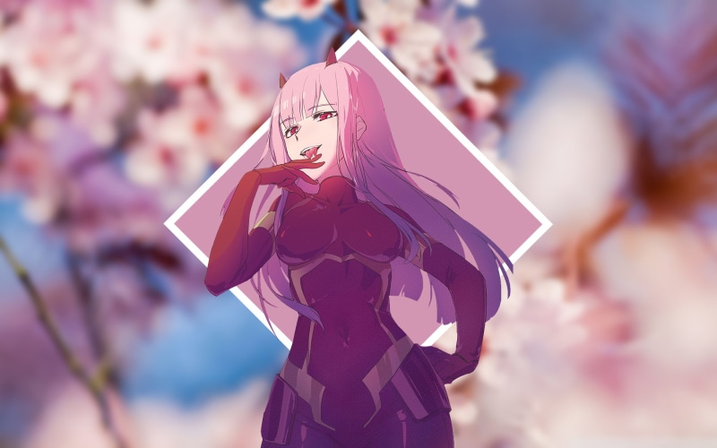cherry blossom, sakura (tree), 1080P, Code:002, Darling in the FranXX, Zero Two (Darling in the FranXX)