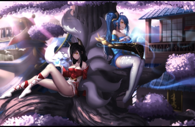 Girl, Red Dress, arts culture and entertainment, Magic, Sona (League Of Legends), Tree, Long Hair, young women, representation, real people