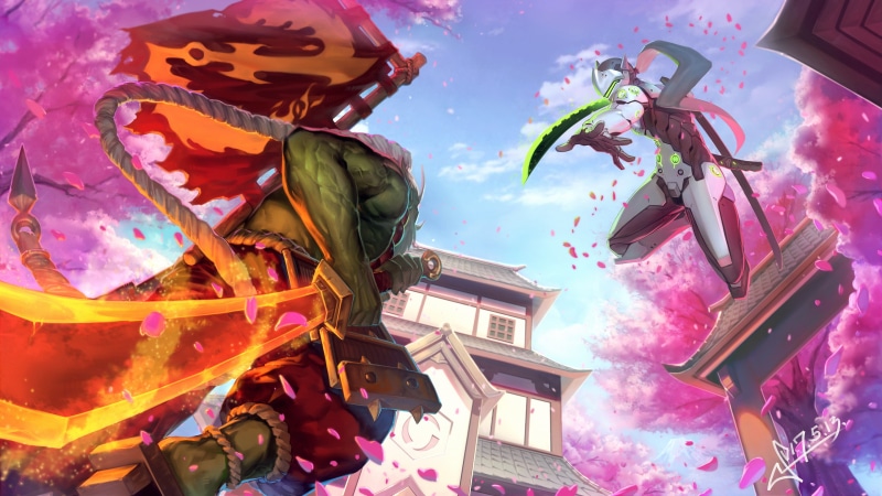 Genji Shimada, Samuro, 2K, Genji (Overwatch), Overwatch, sakura (tree)