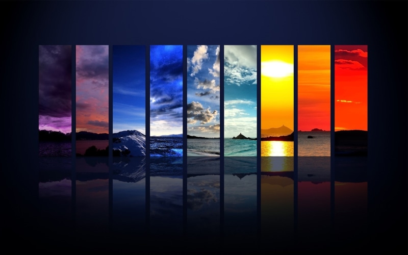 built structure, reflection, landscape, cloud - sky, sunset, digital composite, scenics - nature, window, nature, Four Seasons, glass, Adobe Photoshop