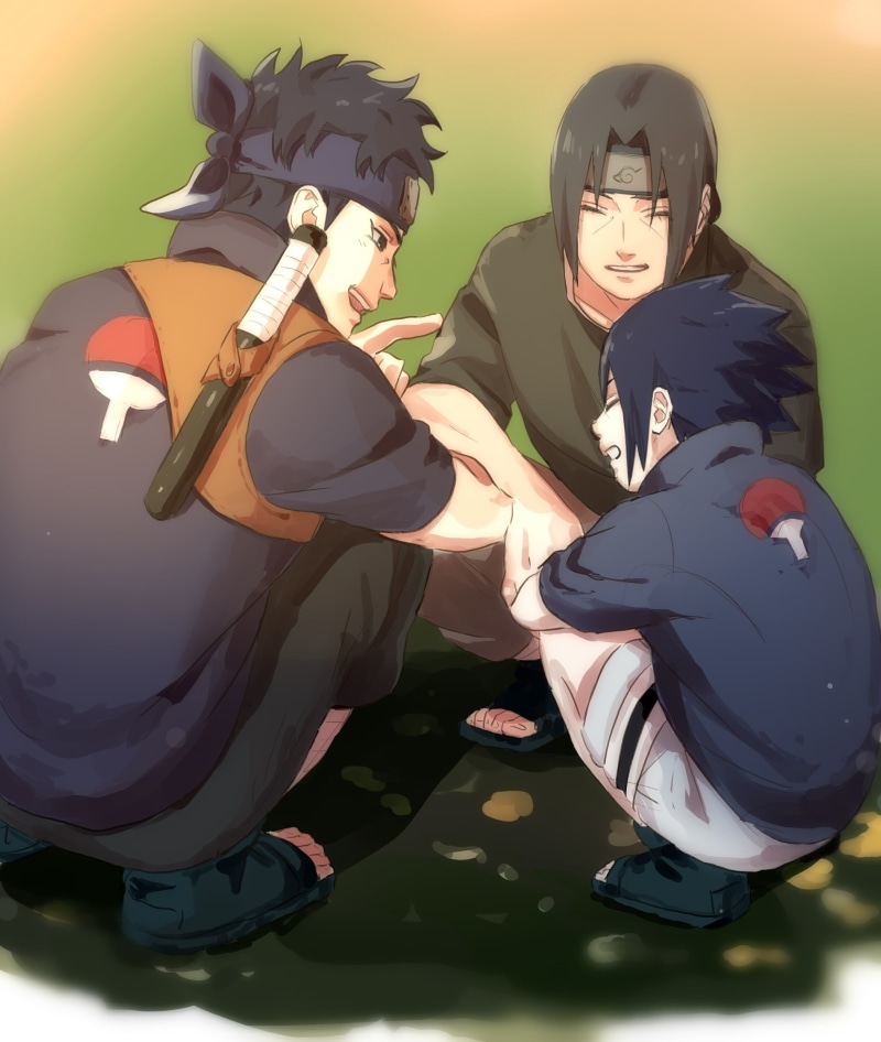 child, boys, standing, nature, childhood, clothing, uchiha sasuke, day, outdoors, clan, two people, naruto, people, 1080P, women, Anime, men, suit, full length
