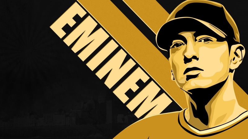 slim, disguise, no people, low angle view, shady, representation, text, eminem, human representation, rap, art and craft, male likeness, outdoors, built structure