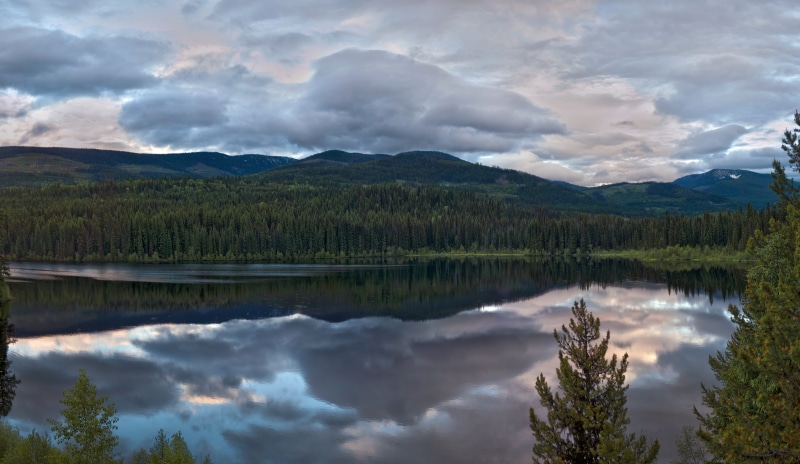 reflect, nature, sunny, coniferous tree, light, day, british, spring, scenic, natural, mountain, bright, c, tranquility, colorful, sky, kootenay, season