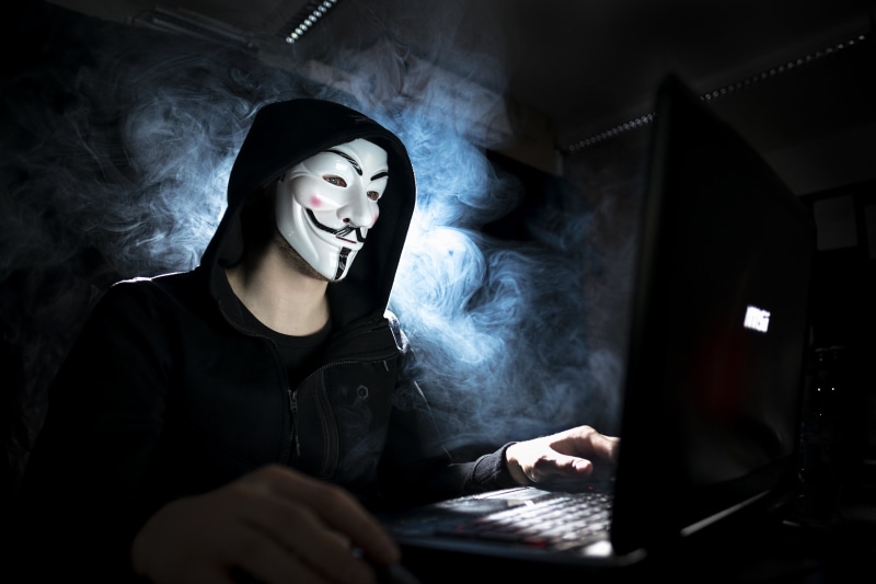 computer, indoors, fawkes, young women, Anonymous, dark, smoking - activity, keyboard, guy, people, clothing, technology, wireless technology, waist up
