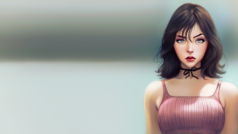 painting, fantasy art, science fiction, fan art, face, Photoshop, realistic, portrait, people, concept art, artwork, hair in face, CGI, fantasy girl, closeup