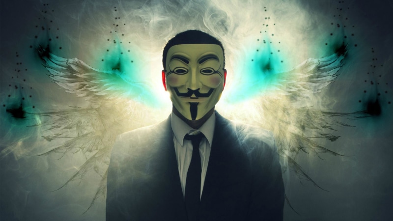 digital art, looking at camera, fear, mystery, disguise, portrait, businessman, headshot, Anonymous, emotion, indoors, 1080P, waist up, mask, spooky, s