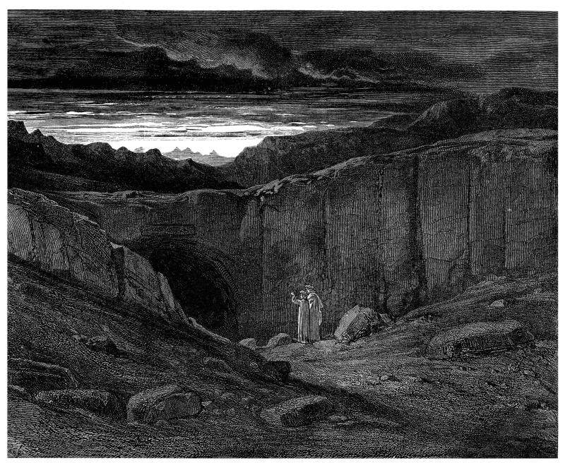 classic art, Dante Alighieri, arid climate, environment, Gustave Doré, tranquility, day, rock - object, near, outdoors, rock, landscape, land, Dantes Inferno
