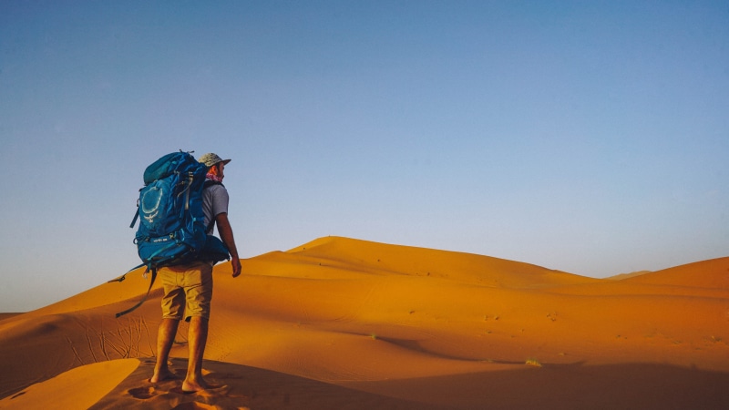 remote, daytime, copy Space, adventure, one Person, desert, sky, land, clear sky, mountain, full length, wearing, travel, one woman only, wilderness Area