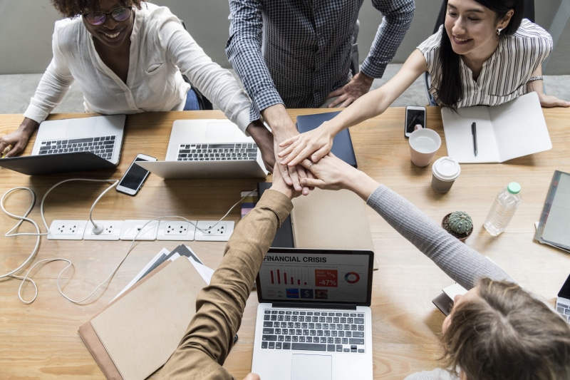 laptops, wear, working, group of people, cooperation, close-up, five, workspace, coworker, using laptop, business, looking, room, notebook, colleague, computer
