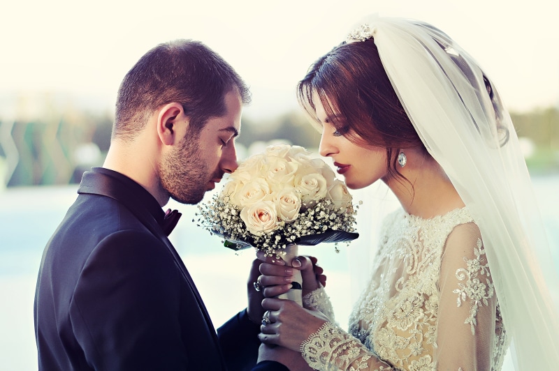 adult, men, cheerful, young, couple, togetherness, female, people, smile, males, marriage, wife, suit, groom, rose, flowering plant, two People, caucasian Ethnicity