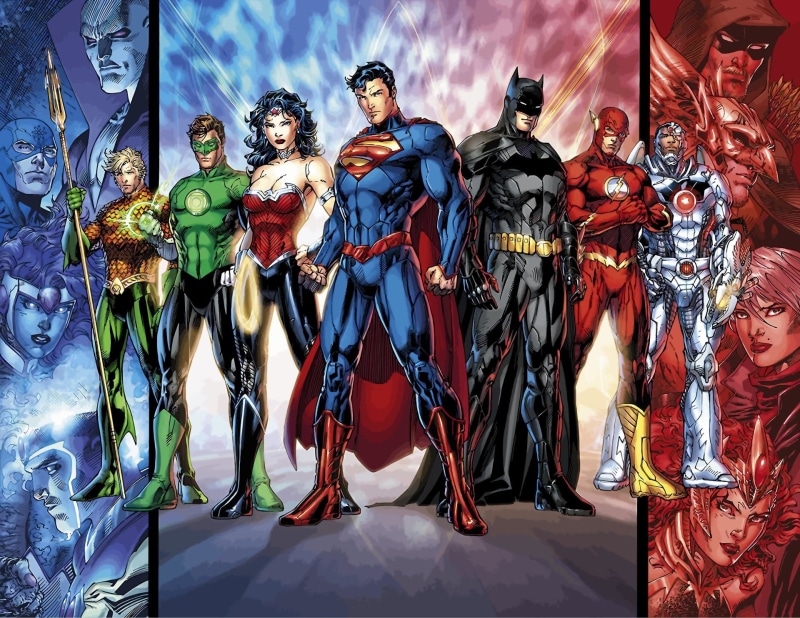 performance, male likeness, Firestorm (Comics), standing, Cyborg (DC Comics), DC Comics, art and craft, costume, Justice League, illustration, dc, Hawkman