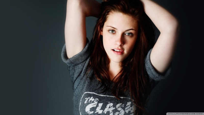 brunette, eyes, brown hair, kristen, hairstyle, long hair, dark, black background, studio shot, human arm, one person, women, adult, beautiful people, stewart