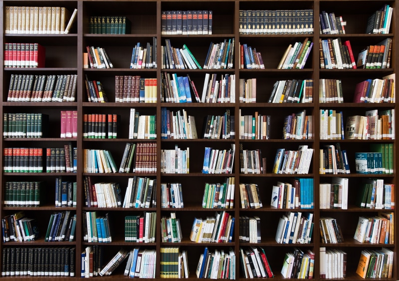 literary, 4K, brown, research, read, abundance, wooden, full frame, order, bookcases, row, library, shelf, choice, reading, indoors, literature, bookstore