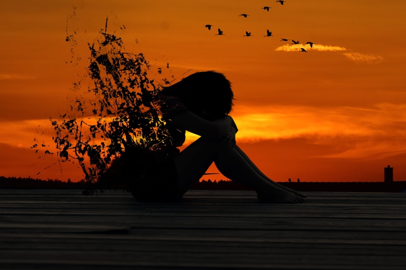 cloud - sky, sky, dusk, scenic, sunset, girl, body, faded, females, full length, architecture, beauty in nature, broken, outdoors, meditation, adult, real people