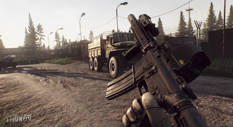 built structure, nature, military, first-person shooter, land vehicle, city, clear sky, architecture, War Game, machinery, Tactical Game, Escape from  Tarkov