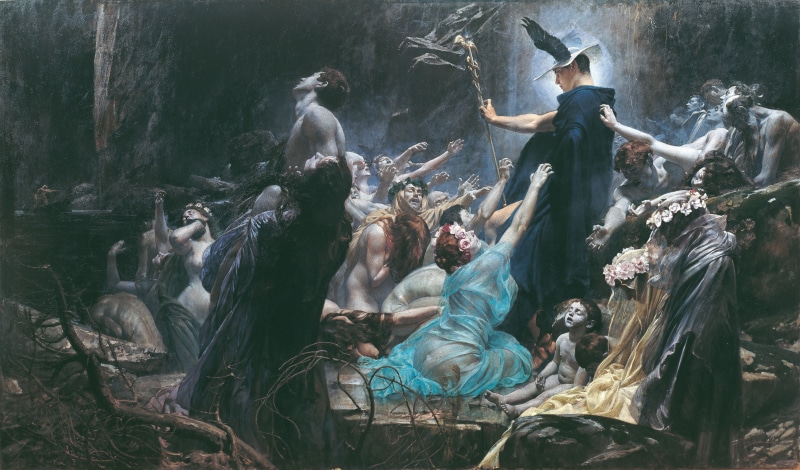 Hermes, 2K, Adolf Hiremy Hirschl, death, mythology, artwork, painting, Greek