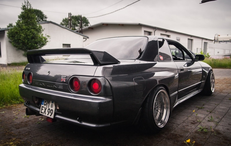 BBS, tree, night, street, architecture, building exterior, Nissan Skyline R32, forest, stationary, Germany, city, StanceNation, Nissan GT-R R32, Nissan