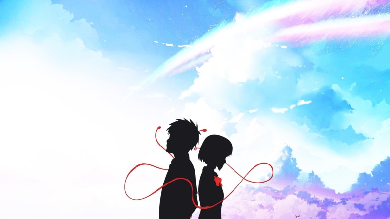 Anime, Your Name., digital, 1080P, name, Silhouette, Taki Tachibana, Mitsuha Miyamizu