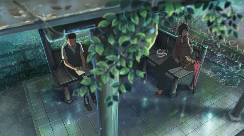 leaf, lifestyles, high angle view, real people, anime, waiting, women, 720P, leisure activity, young women, black, casual clothing, plant, sitting, day