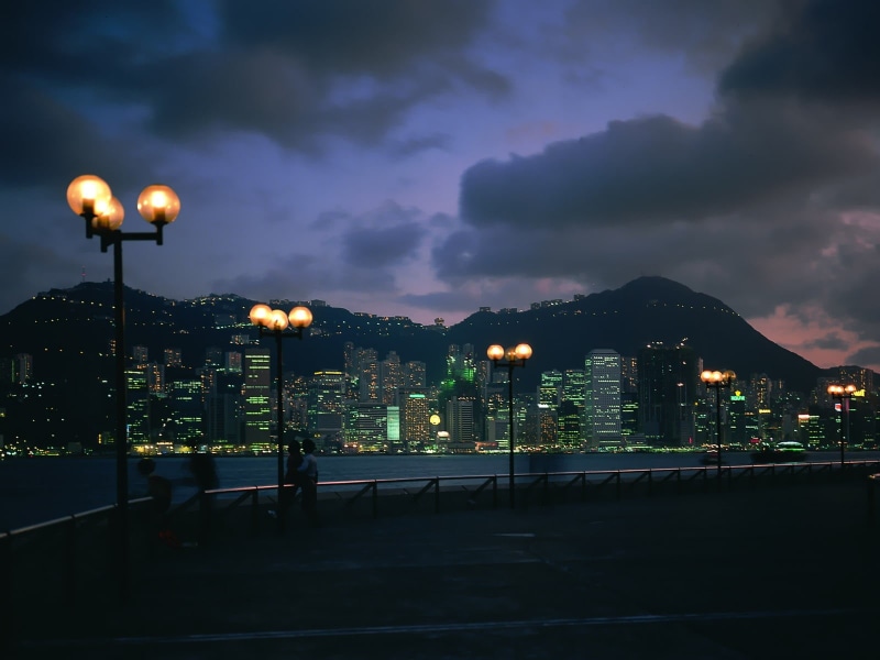 night, illuminated, dusk, railing, clouds, sky, building, real people, light, architecture, lighting equipment, street light, lights, cityscape, mountains