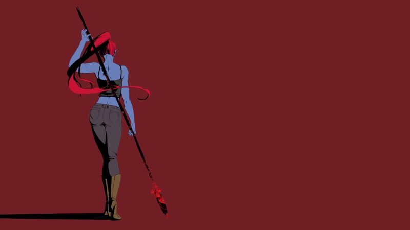 Undyne, lifestyles, men, nature, helmet, full length, simple background, red, red background, studio shot, hat, headwear, video games, young adult, holding