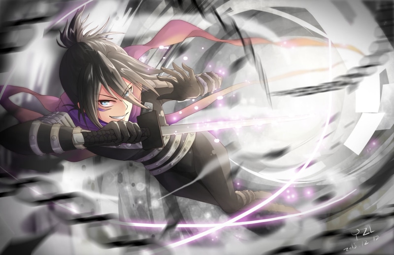 hairstyle, Sonic (One-Punch Man), One-Punch Man, women, 1080P, Sword, front view, young adult, protection, Smile, Blue Eyes, Ninja, occupation, digital composite