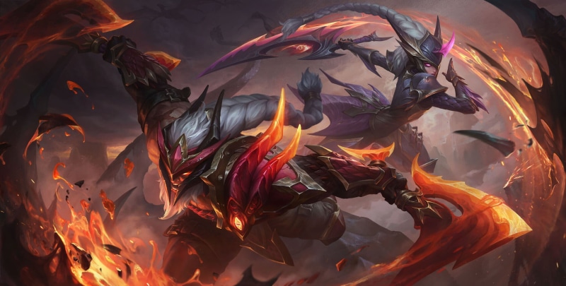 drawing, fire, League of Legends, blades, Diana (League of Legends), helmet, glowing eyes, braids, 1080P, warrior, men, Xiao Guang Sun, silver hair, battle axe