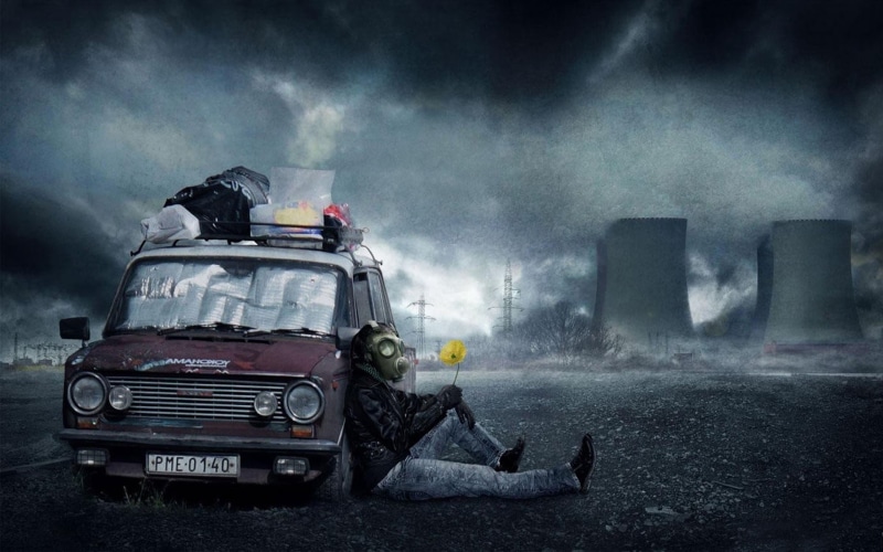 apocalyptic, safety, 1080P, warning sign, protection, nature, accidents and disasters, motor vehicle, security, gas, mask, digital art, lying, rescue worker