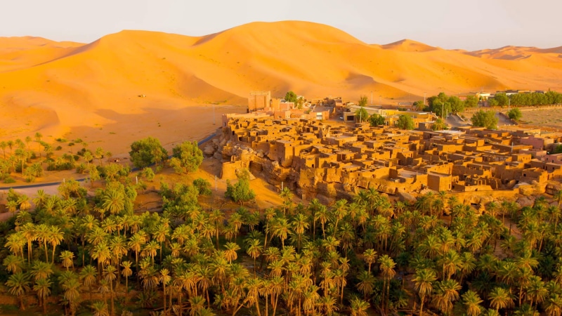 sand, home, Oasis, Tagit, 1080P, desert, Algeria, palm trees, the city, the dunes