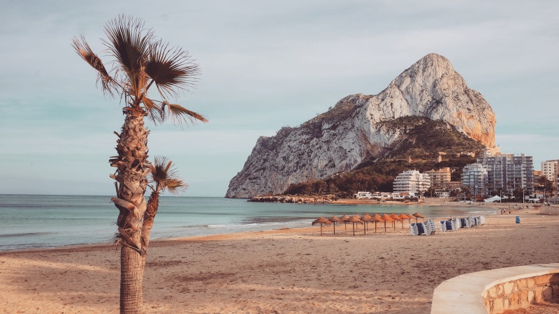 water, calp, roadtrip, group of people, incidental people, day, buildings, tranquility, nature, outdoors, travel, 4K, palm tree, sea, mountain, visit
