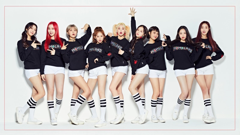 brunette, black shirt, korean women, short shorts, white shoes, 4K, knee high socks, shorts, K-pop, Momoland, pigtails, Nancy McDonie, Asian, white clothing