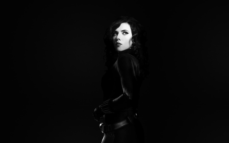johansson, hd, marvel, scarlett, movies, bw, black, 1080P, avengers, widow