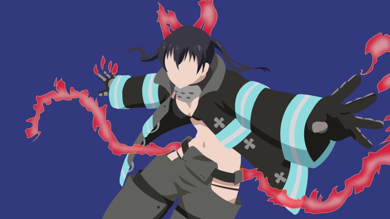 4K, Enen no Shouboutai, anime girls, Tamaki Kotatsu, anime, minimalism