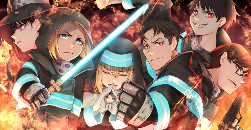 Maki Oze, Fire Force, Arthur Boyle, Shinra Kusakabe, Iris (Fire Force), Akitaru Oubi, Takehisa Hinawa, Anime, 2K