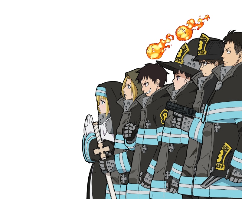 Shinra Kusakabe, 2K, Anime, Akitaru Oubi, Maki Oze, Takehisa Hinawa, Arthur Boyle, Iris (Fire Force), Fire Force