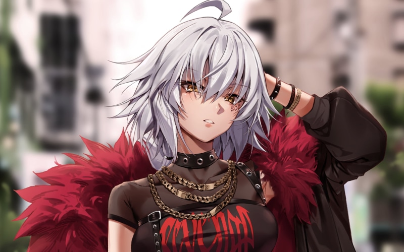 Jeanne dArc Alter, Necklace, Fate/Grand Order, Fate Series, White Hair, Short Hair, Yellow Eyes, Avenger (Fate/Grand Order), Girl, 1080P