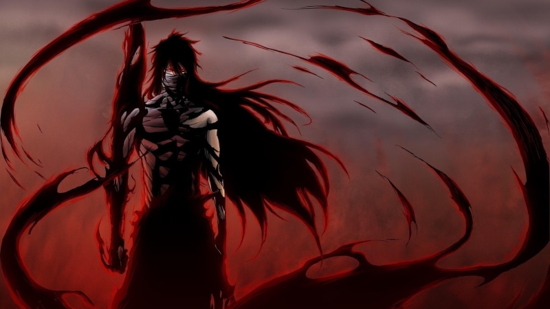 ichigo, back, anime, cool, final, bleach, red, widescreen, getsuga, 4K