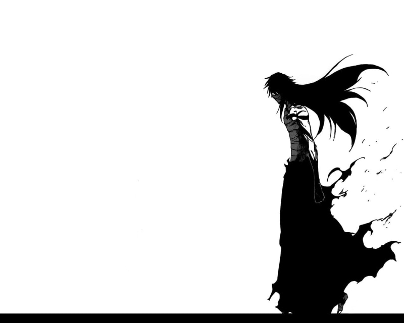 creativity, illustration, white, side view, hair, Bleach, Kurosaki Ichigo, full length, motion, anime, tousled hair, black, white background, sky, one person