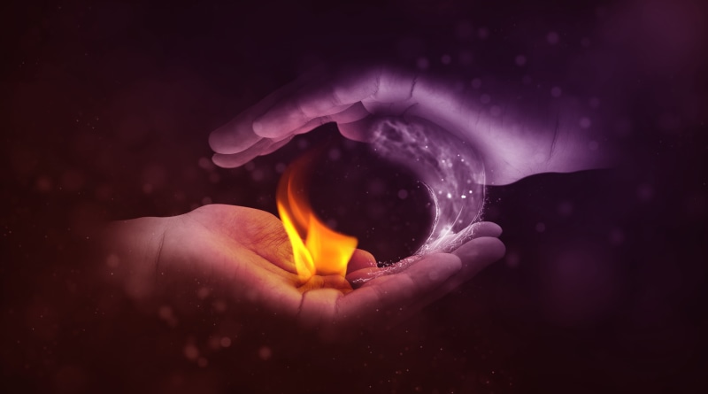 glowing, finger, YinAndYang, Water, nature, Elements, one person, indoors, Creative, human hand, hands cupped, yang, blaze, yinyang, hand, burning, Energy