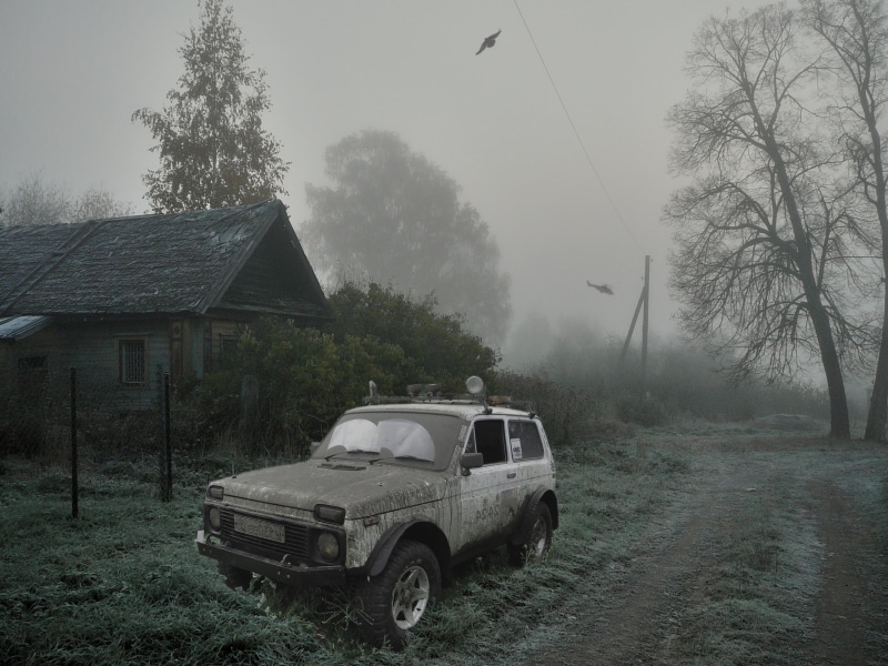 abandoned, plant, pick-up Truck, building, old, outdoors, winter, lada, transportation, mud, nature, monster, white, obsolete, land Vehicle, old-fashioned
