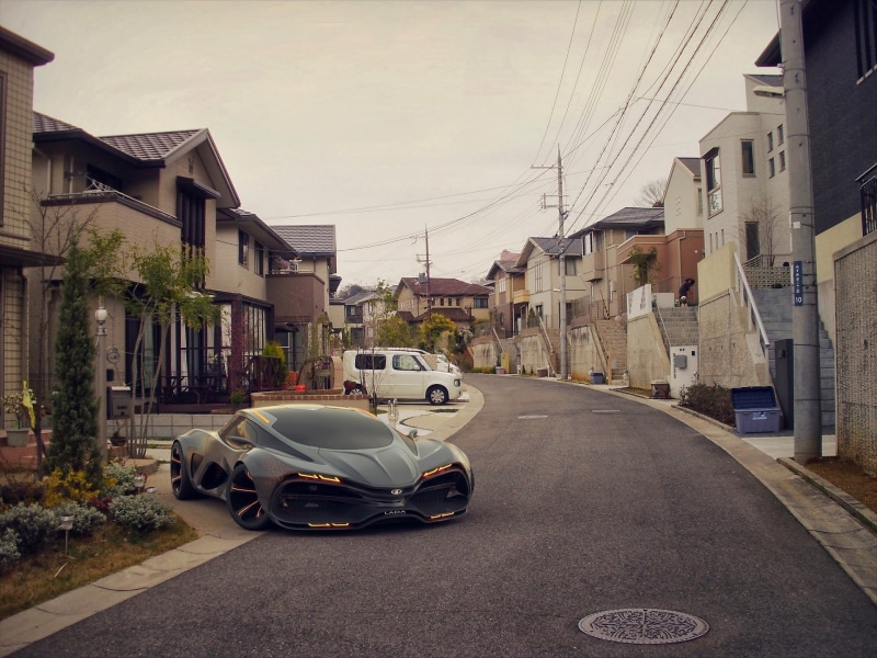 black, houses, Supercar, sports, Concept, street, car, Lada, s, Raven, 2014, 1080P