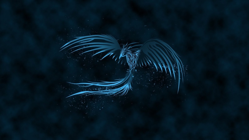 Blue, Phoenix, Fantasy Animals, Bird, Fantasy, 1080P
