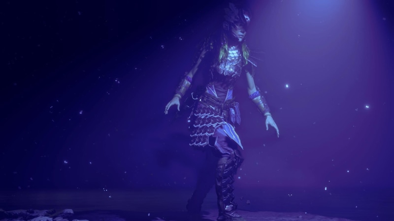 adult, Horizon: Zero Dawn, Aloy (Horizon: Zero Dawn), stage, nightlife, 1080P, video games, blue, one person, rock music, performance, performing arts event