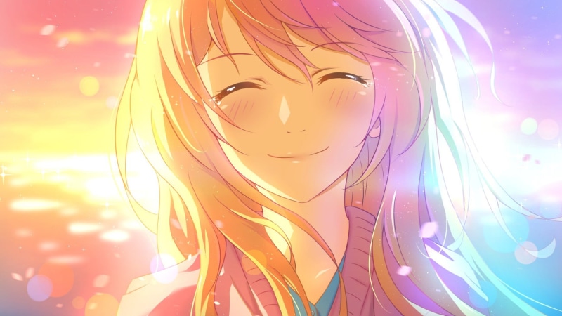 Miyazono Kaori, digital composite, 720P, Shigatsu wa Kimi no Uso, close-up, purple, female, creativity, young adult, anime, portrait, human representation